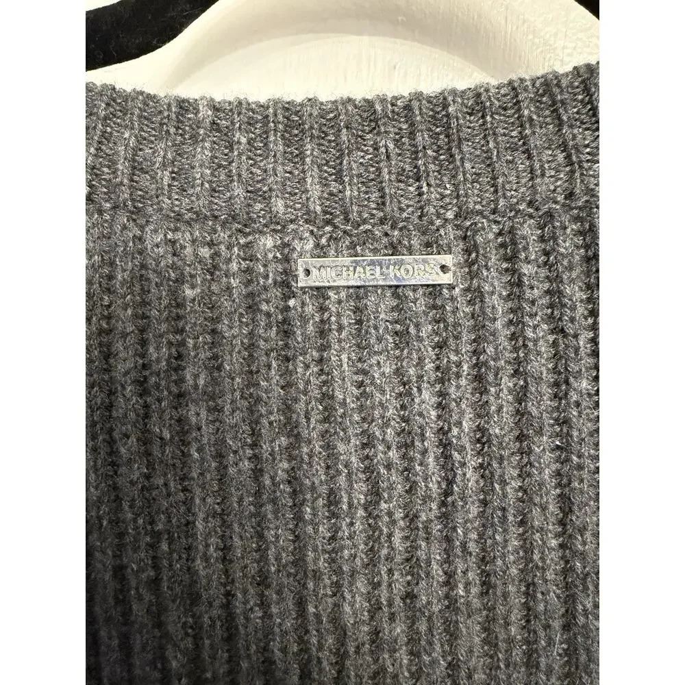 Michael Kors Gray Merino Wool Cashmere Pullover Sweater Dress/Tunic Size L